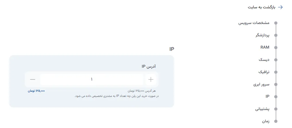 نمای مرحله 30 در پنل ابر خصوصی