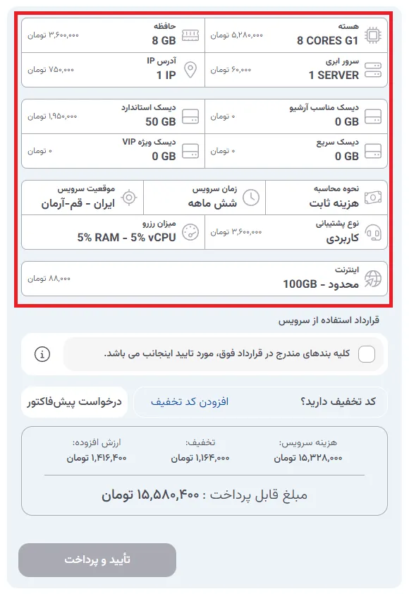 نمای مرحله 39 در پنل ابر خصوصی