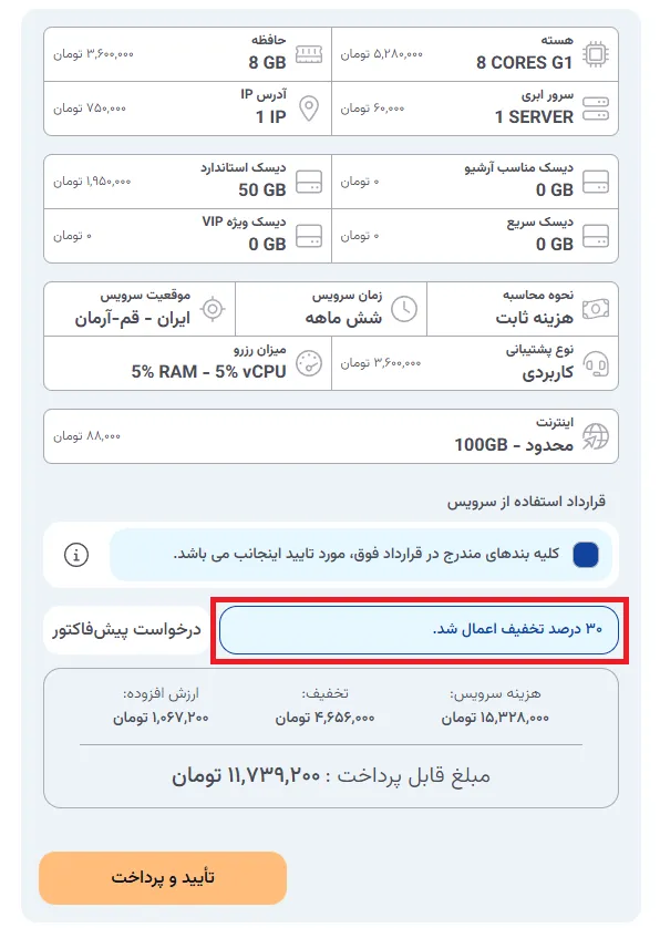 نمای مرحله 42 در پنل ابر خصوصی