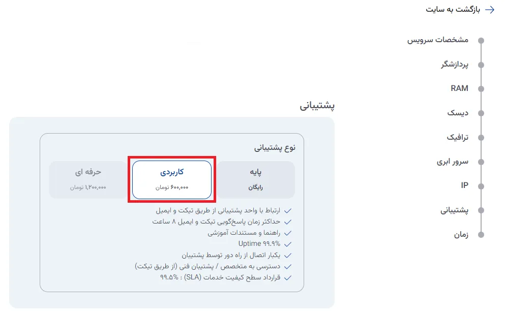 نمای مرحله 32 در پنل ابر خصوصی