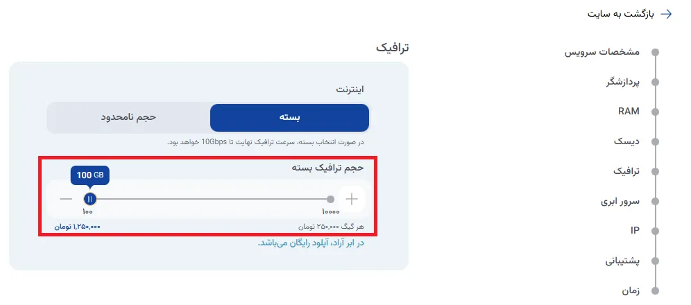 نمای مرحله 27 در پنل ابر خصوصی