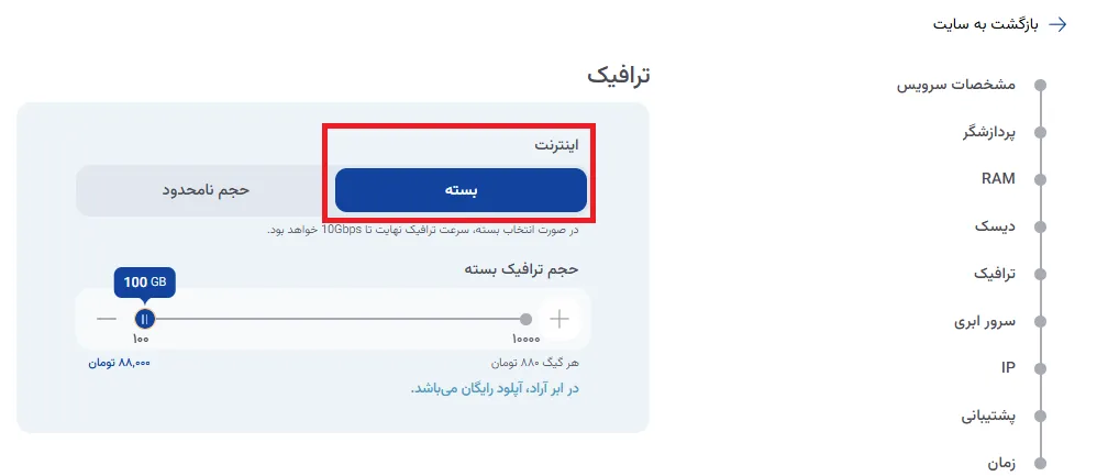 نمای مرحله 25 در پنل ابر خصوصی